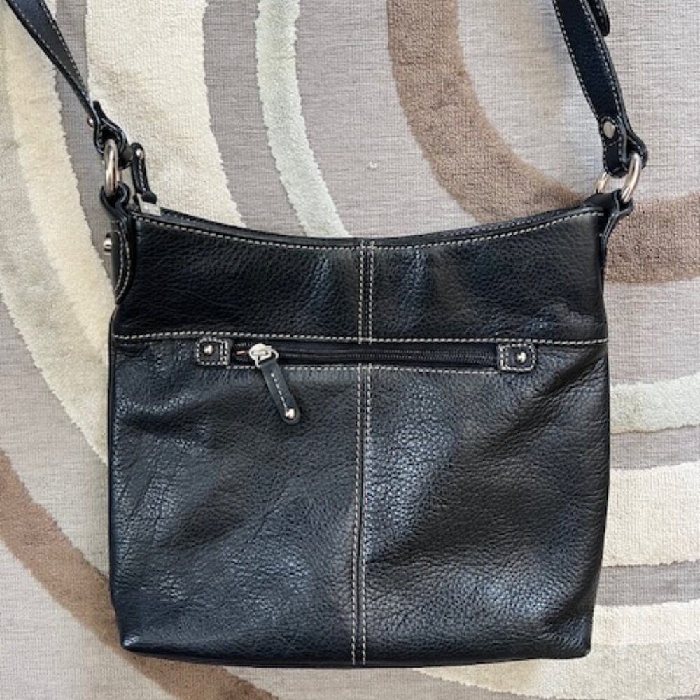 VINTAGE Tignanello Lined Leather Crossbody Black Bag - Picture 2 of 15